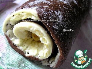 Шоколадно-творожный рулет "Рождественское полено" Шоколадно-творожный рулет "Рождественское полено"