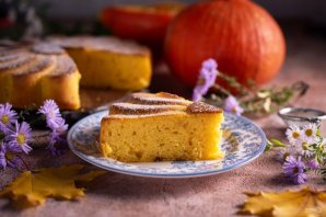 Быстрый сладкий пирог на кефире с тыквой