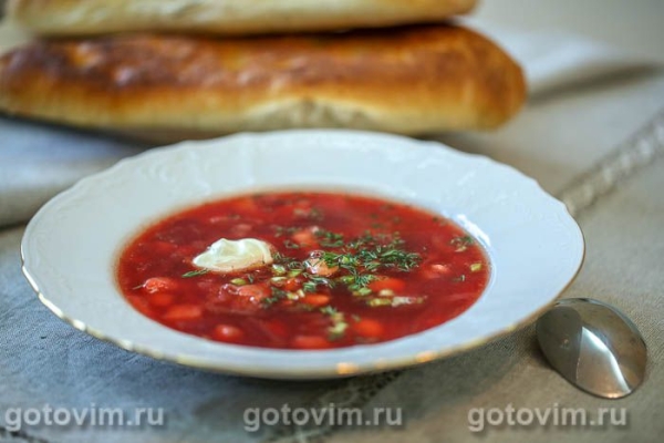 Постный борщ с фасолью