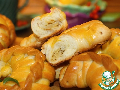 Плетеные булочки на молоке с начинкой