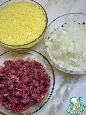 Самса слоеная и хрустящая. Мясо и картошка