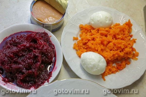 Селедка под шубой с икрой минтая