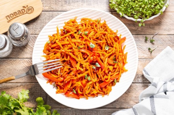 Морковь жареная с луком Морковь жареная с луком