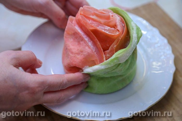 Блинный торт «Роза» с заварным кремом