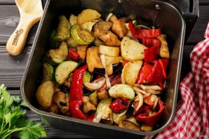 Рыба с овощами в аэрогриле