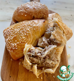 Самса слоеная и хрустящая. Мясо и картошка