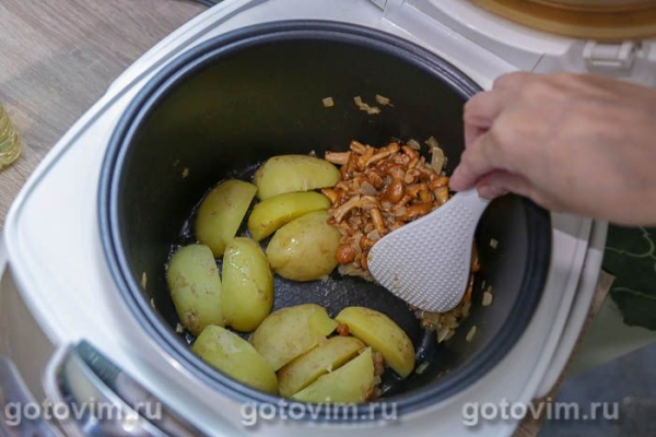 Молодой картофель, жаренный дольками с лисичками в мультиварке Молодой картофель, жаренный дольками с лисичками в мультиварке