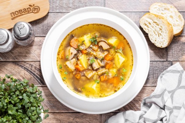 Постный суп с грибами