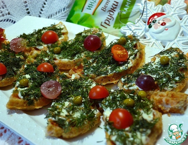 Творожно-овсяные вафли с ветчиной Творожно-овсяные вафли с ветчиной