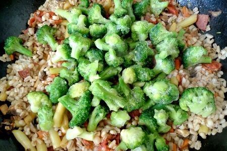 Перловка с овощами и грибами