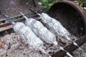 Шашлык из картофеля с беконом Шашлык из картофеля с беконом