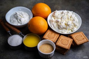 Творожный чизкейк с апельсиновым желе без выпечки