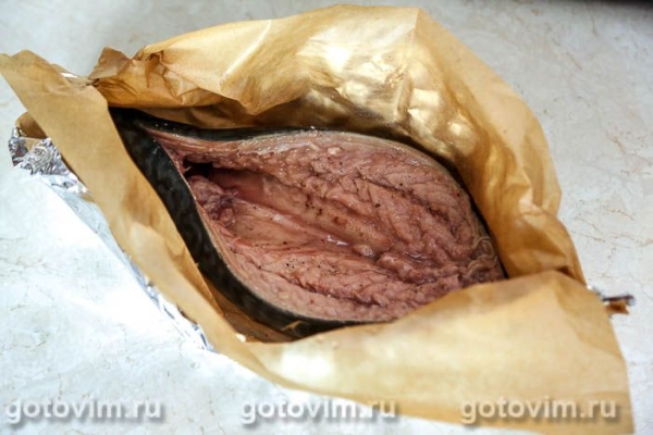 Скумбрия лодочкой, фаршированная овощами Скумбрия лодочкой, фаршированная овощами