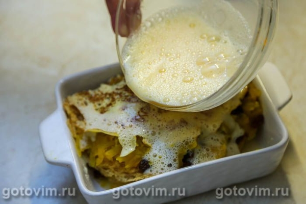 Запеканка из блинов с тыквой, изюмом и мёдом Запеканка из блинов с тыквой, изюмом и мёдом