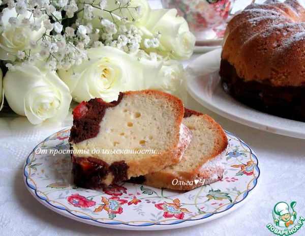 Творожно-шоколадный кекс с алычой Творожно-шоколадный кекс с алычой
