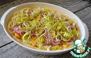 Пирог с рисом, тыквой и колбасой Пирог с рисом, тыквой и колбасой