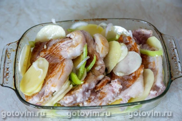 Запеканка из свинины с картофелем и сладким перцем Запеканка из свинины с картофелем и сладким перцем