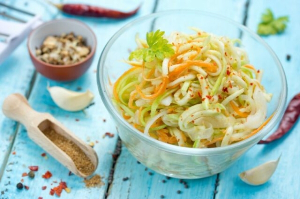 Кабачки по-корейски с морковью и луком на зиму Кабачки по-корейски с морковью и луком на зиму
