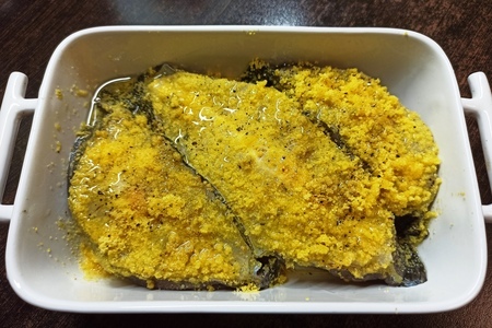 Запечённая зубатка в медово-горчичном маринаде