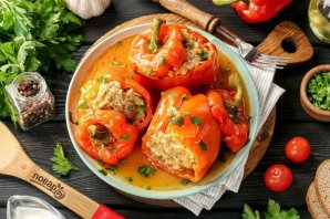 Перцы с фаршем и рисом фаршированные рецепт в кастрюле Перцы с фаршем и рисом фаршированные рецепт в кастрюле