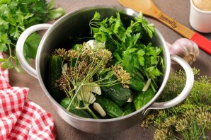 Малосольные огурцы быстрого приготовления в кастрюле Малосольные огурцы быстрого приготовления в кастрюле