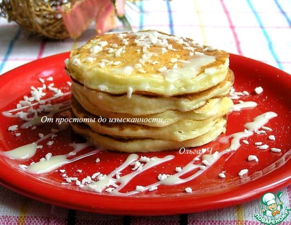 Творожные панкейки с кокосовой стружкой