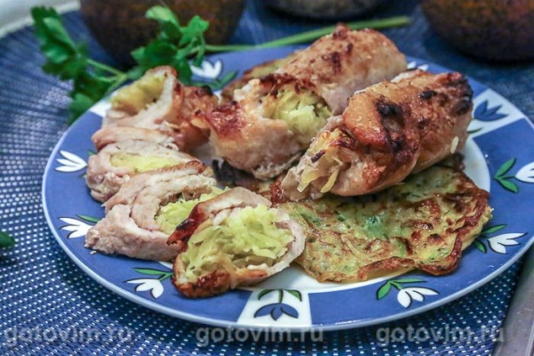 Мясные рулетики с кабачками,сыром и картошкой Мясные рулетики с кабачками,сыром и картошкой