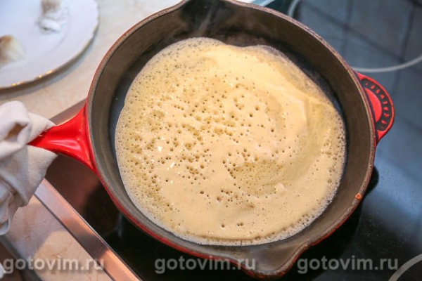 Блины с припеком из фарша с яйцом