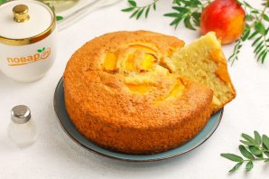 Творожный пирог с персиками Творожный пирог с персиками