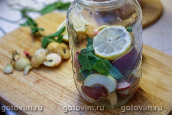 Компот мохито с яблоками, мятой и лимоном Компот мохито с яблоками, мятой и лимоном