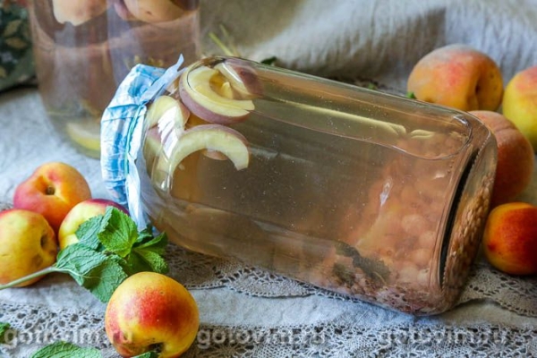 Компот мохито с яблоками, мятой и розовой смородиной