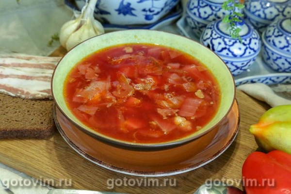 Борщ с фасолью в мультиварке