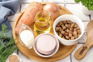 Салат "Обжорка" с колбасой Салат "Обжорка" с колбасой