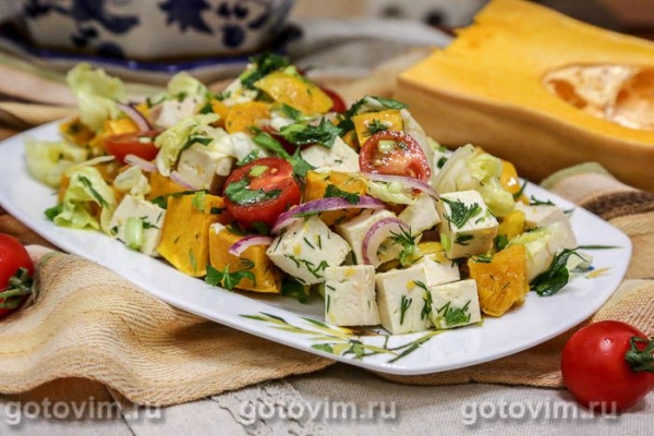 Салат из тофу с тыквой