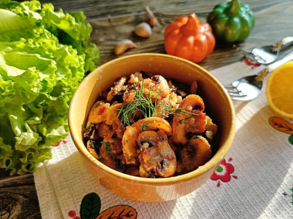 Чесночные шампиньоны с "копчёным" ароматом