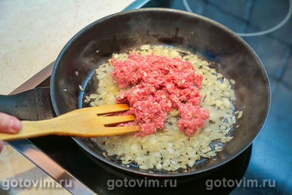 Блины с припеком из фарша с яйцом