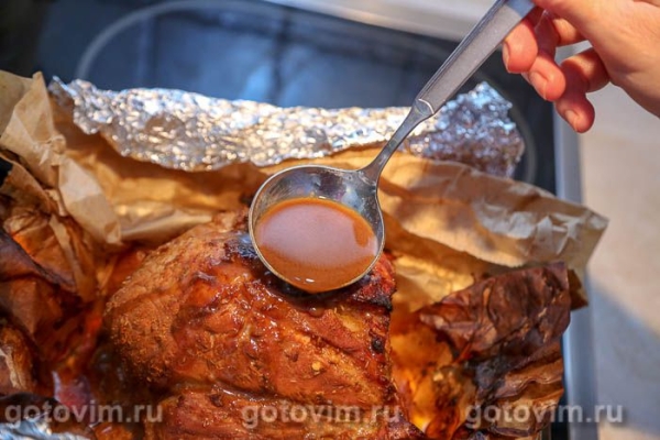 Свиная шейка в мандариновом маринаде, запеченная в фольге Свиная шейка в мандариновом маринаде, запеченная в фольге