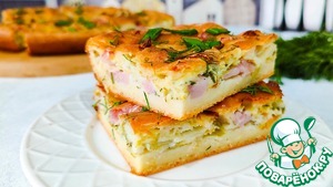 Заливной пирог с пекинской капустой и ветчиной