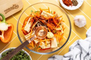 Соевая спаржа с овощами Соевая спаржа с овощами