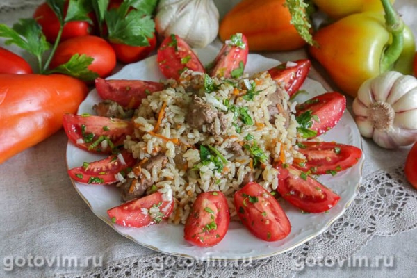 Плов с куриной печенью в мультиварке