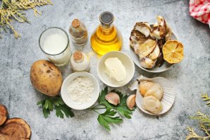 Морской гребешок с картошкой и грибами Морской гребешок с картошкой и грибами