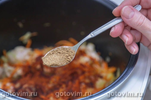 Плов с курицей, рисом с чечевицей  в мультиварке