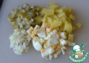 А-ля "Оливье" с карамелизированными яблоками А-ля "Оливье" с карамелизированными яблоками