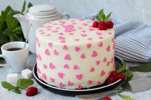 Торт с маскарпоне и малиной