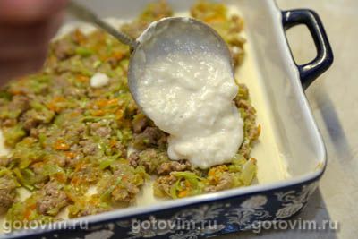 Лазанья с фаршем и кабачками