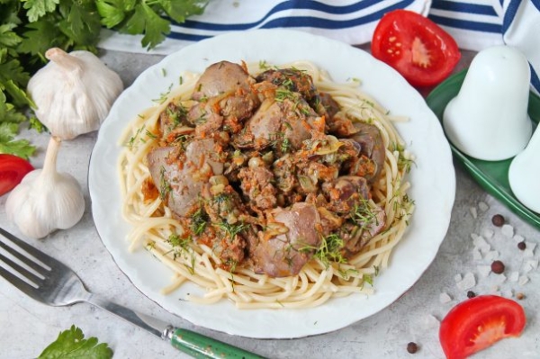 Куриная печень с луком и морковью Куриная печень с луком и морковью