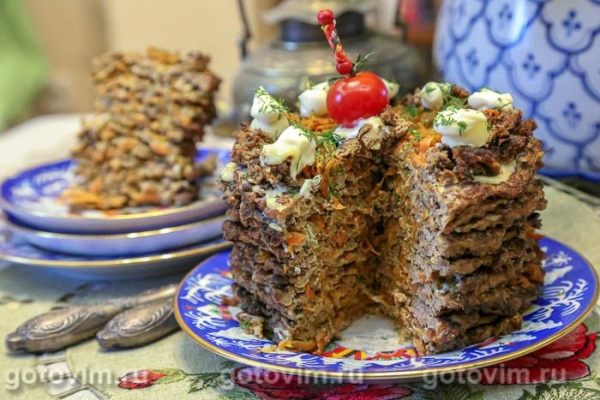 Печеночно-мясной торт 