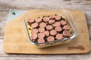 Картофельная запеканка с сосисками и грибами Картофельная запеканка с сосисками и грибами