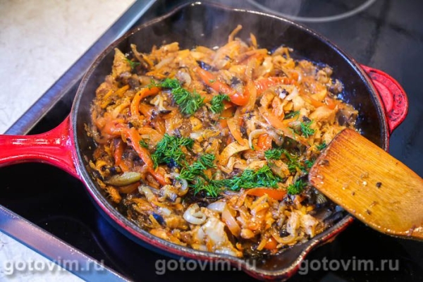 Овощное рагу с баклажанами и лисичками Овощное рагу с баклажанами и лисичками