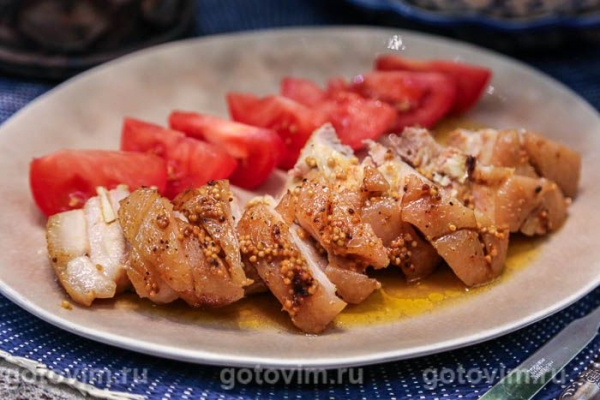 Свинина с чесноком и зернистой горчицей в духовке Свинина с чесноком и зернистой горчицей в духовке